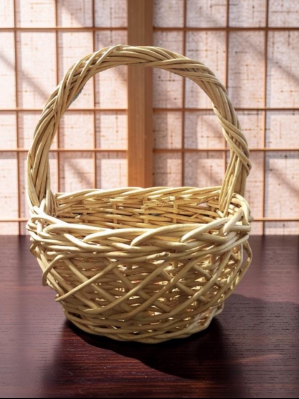 Natural Wicker Handled Basket - Cream